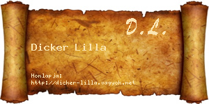 Dicker Lilla névjegykártya